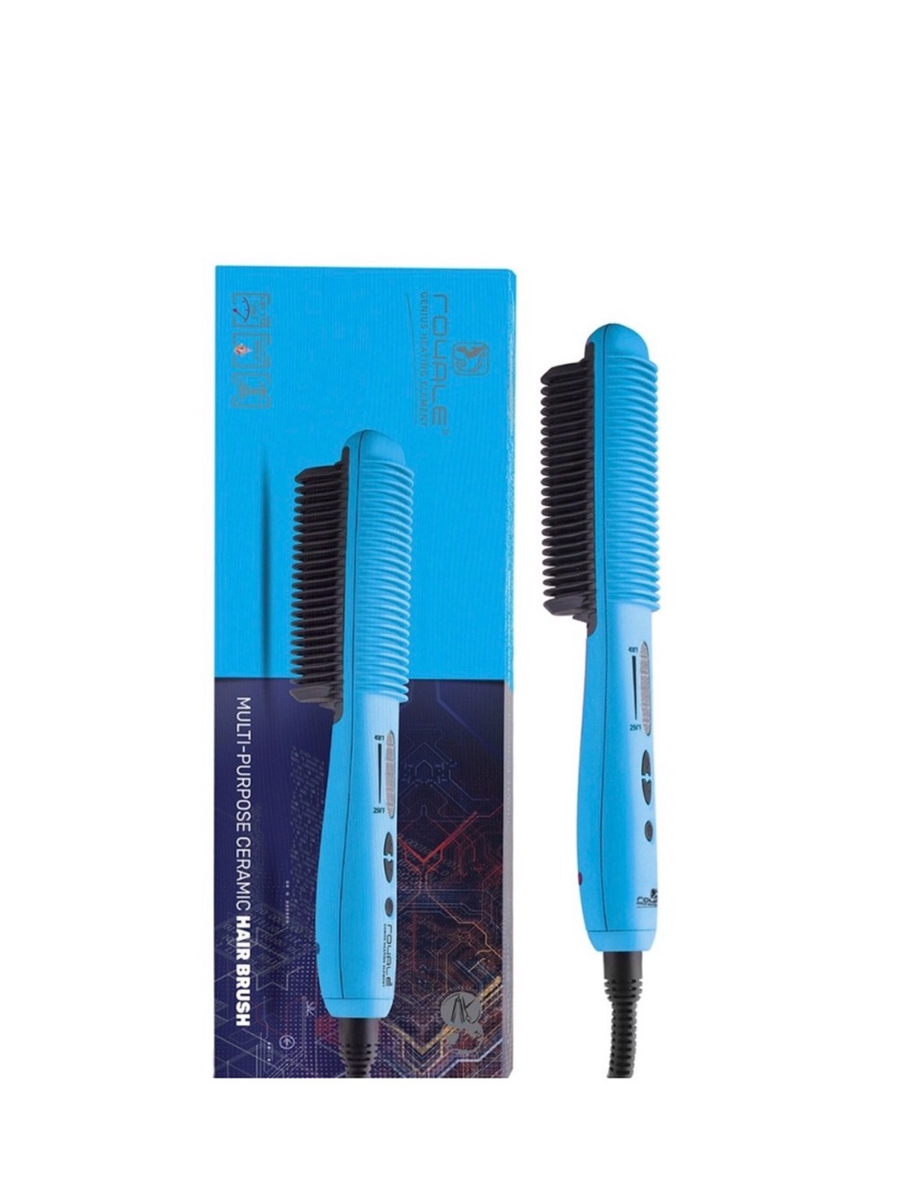 Royale Genius Heating Element Multi-Purpose Ceramic Hair Brush $500 Baby Blue